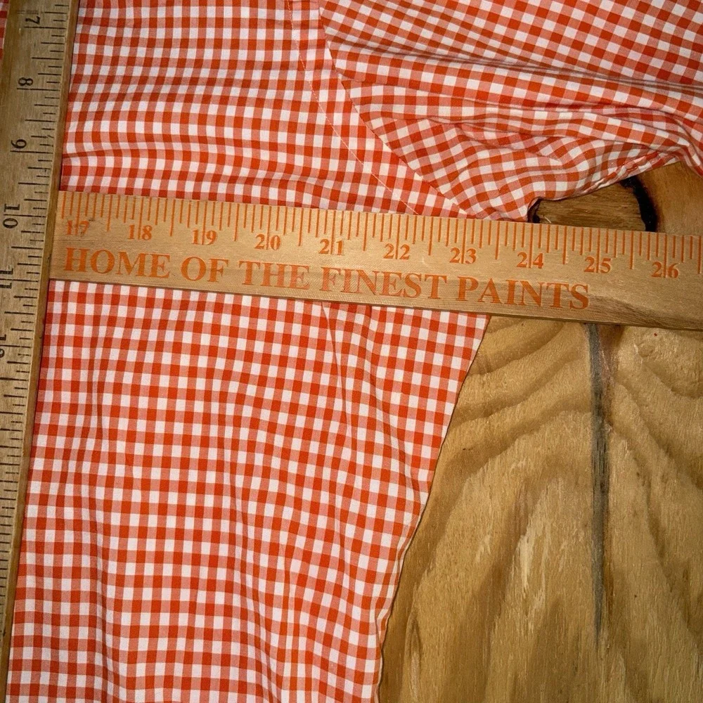 Polo Ralph Lauren Men's Orange Gingham Check Button Down Large Custom‎ Fit